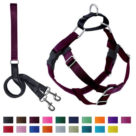 Burgundy Freedom No-Pull Dog Harness with Leash