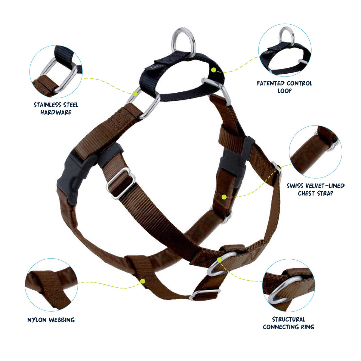 Brown Freedom No-Pull Dog Harness with Leash